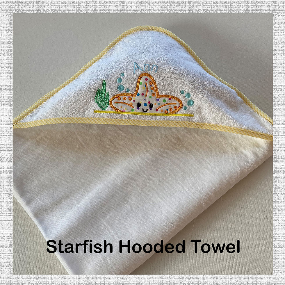 Image of Starfish Embroidered applique Children's Hooded Towel