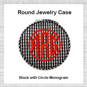 Image of Embroidered round jewelry case by Tailor and Blake Embroidery